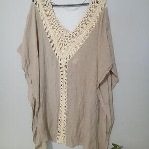 Umgee Tan Crochet Trim‎ Swim Coverup 👠